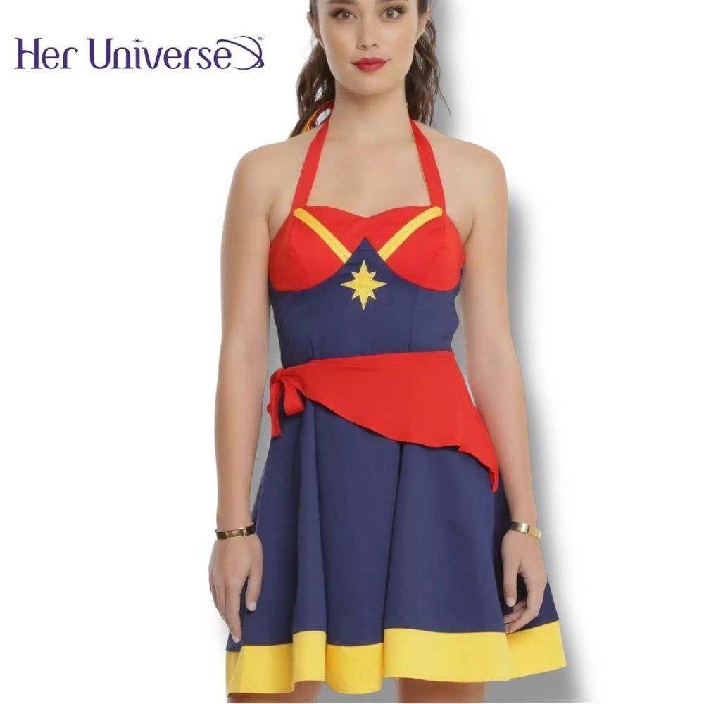 Her Universe Captain Marvel Halter Dress Carol Danvers Cosplay Costume | Sz M